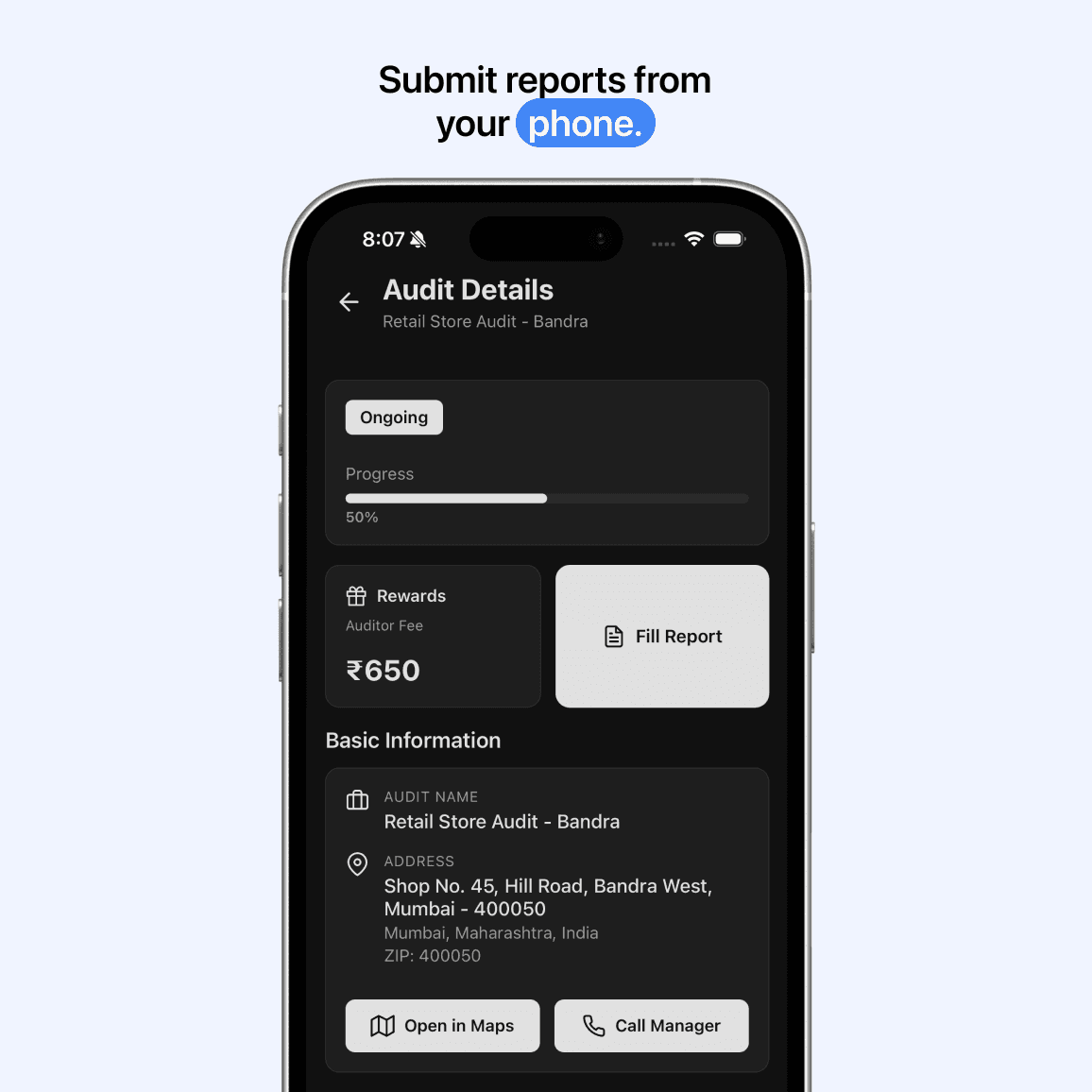 Visit and complete your audit professionally.